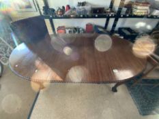 ANTIQUE MAHOGANY EXTENDING DINING TABLE ON BALL AND CLAW FEET 190 X 106 CM EXTENDS TO 240 CM