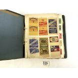 A FOLDER OF MATCH BOX COVERS, BRITISH, USA, AND OTHER COUNTRIES.