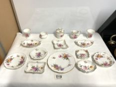 ROYAL CROWN DERBY JAM POT, CREAM JUG, SMALL DISHES AND MORE.