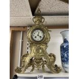 LARGE FRENCH GILDED BRASS EARLY 20TH CENTURY MANTEL CLOCK BY JAPY FRERES OF PARIS 59CM NO KEY OR