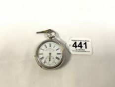 935 SILVER CASED POCKET WATCH WITH ENAMEL DIAL AND SECONDS HAND - FATTORINI & SONS BRADFORD (I