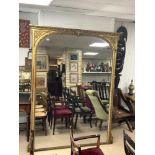 A LARGE NINETEENTH GILT GESSO MIRROR WITH MERCURY GLASS. 150X207 CMS.