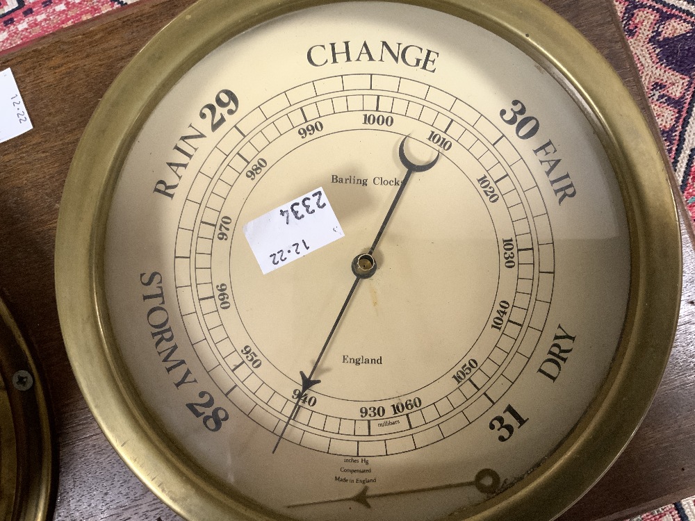 A REPRODUCTION BRASS CLOCK BAROMETER. - Image 3 of 5