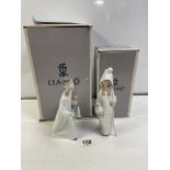 LLADRO FIGURE- SHEPERDESS WITH BASKET, NO- 04678, AND BOYS IN NIGHT SHIRT-NO 04874 WITH ORIGINAL