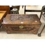 CAMPHOR WOODEN CARVED CHEST 78 X 36 X 39CM