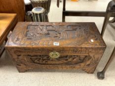 CAMPHOR WOODEN CARVED CHEST 78 X 36 X 39CM