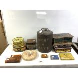 A VINTAGE J&J COLEMAN MUSTARD TIN, ARMY AND NAVY OIL CAN, AVOLIT LIGHTERFUEL CAPSULES TIN AND
