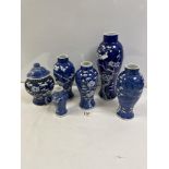 SIX CHINESE BLOSSOM PATTERN VASES- VARIOUS. 32 CMS TALLEST.