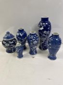 SIX CHINESE BLOSSOM PATTERN VASES- VARIOUS. 32 CMS TALLEST.