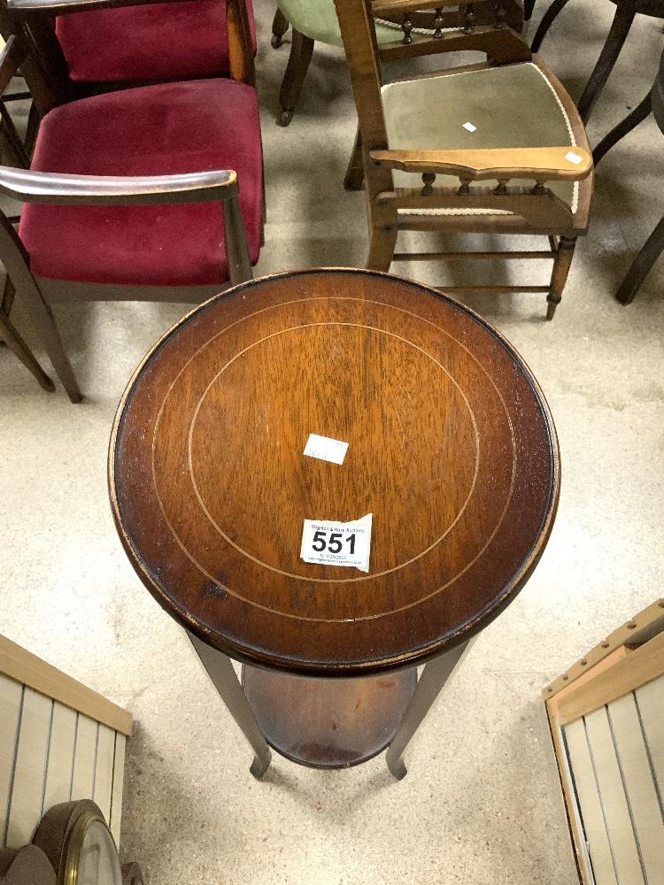 A INLAID MAHOGANY TWO TIER CIRCULAR PLANT STAND. - Image 2 of 3