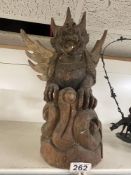 VINTAGE WOODEN GARGOYLE A/F 51CM