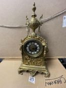 LARGE SOLID BRASS MANTEL CLOCK 47CM NO KEY OR PENDULUM