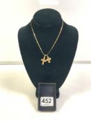 14 CARAT 585 GOLD NECKLACE WITH TWO 14 CARAT 585 GOLD CROSSES