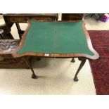 VINTAGE MAHOGANY FOLDING CARD TABLE ON BALL AND CLAW FEET