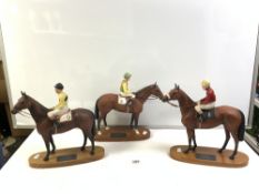 THREE BESWICK CONNOISSEUR MODEL FAMOUS RACE HORSES, RED RUM, ARKLE, AND NIJINSKY.