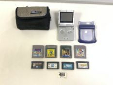NINTENDO GAMEBOY ADVANCE AND EIGHT GAMES, HARRY POTTER X 2, MONSTERS INC, ETC.