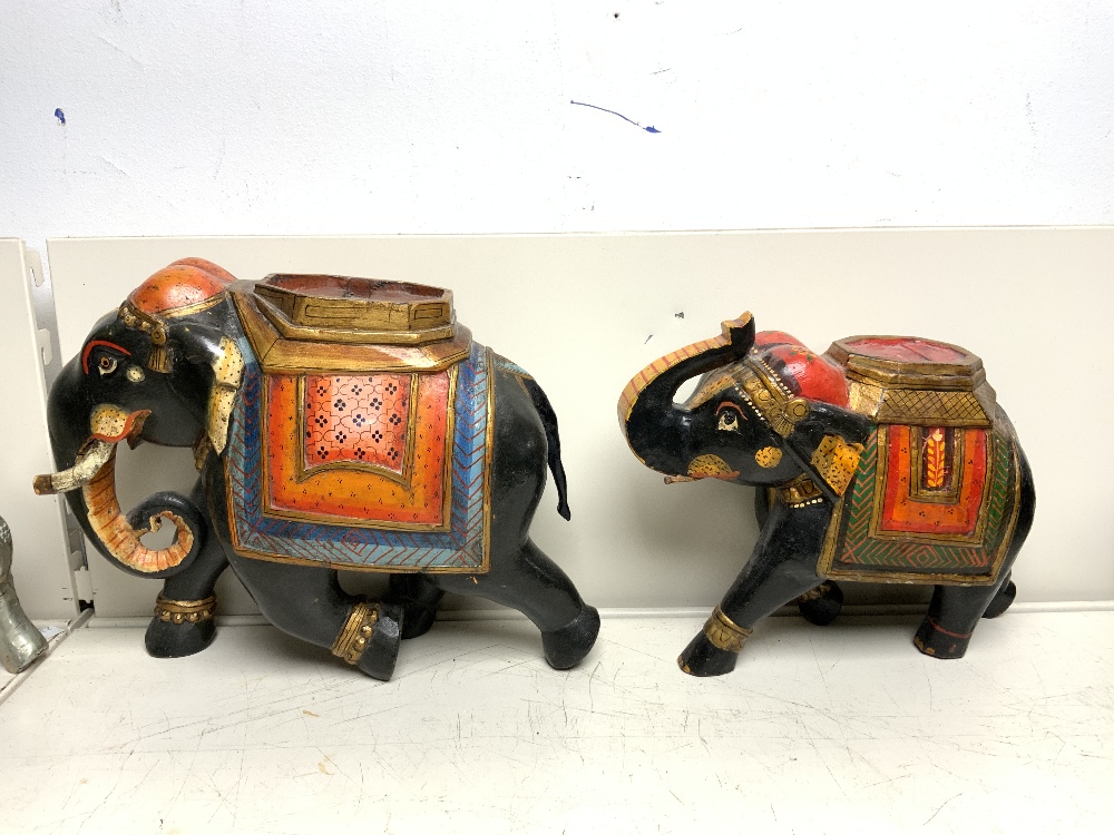 FOURTEEN CARVED WOODEN ELEPHANTS- VARIOUS. - Image 6 of 7