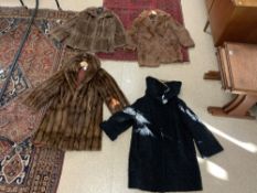 THREE FUR COATS S.BLANK,LADY GRACE,HEATONA AND A ASTRACAN BY ASTRA FURS PARIS