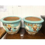 PAIR OF GLAZED POTTERY PLANTERS 38 CM