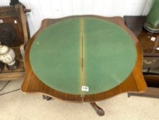 VICTORIAN BURR WALNUT CARD TABLE WITH CARVED PEDESTAL BASE
