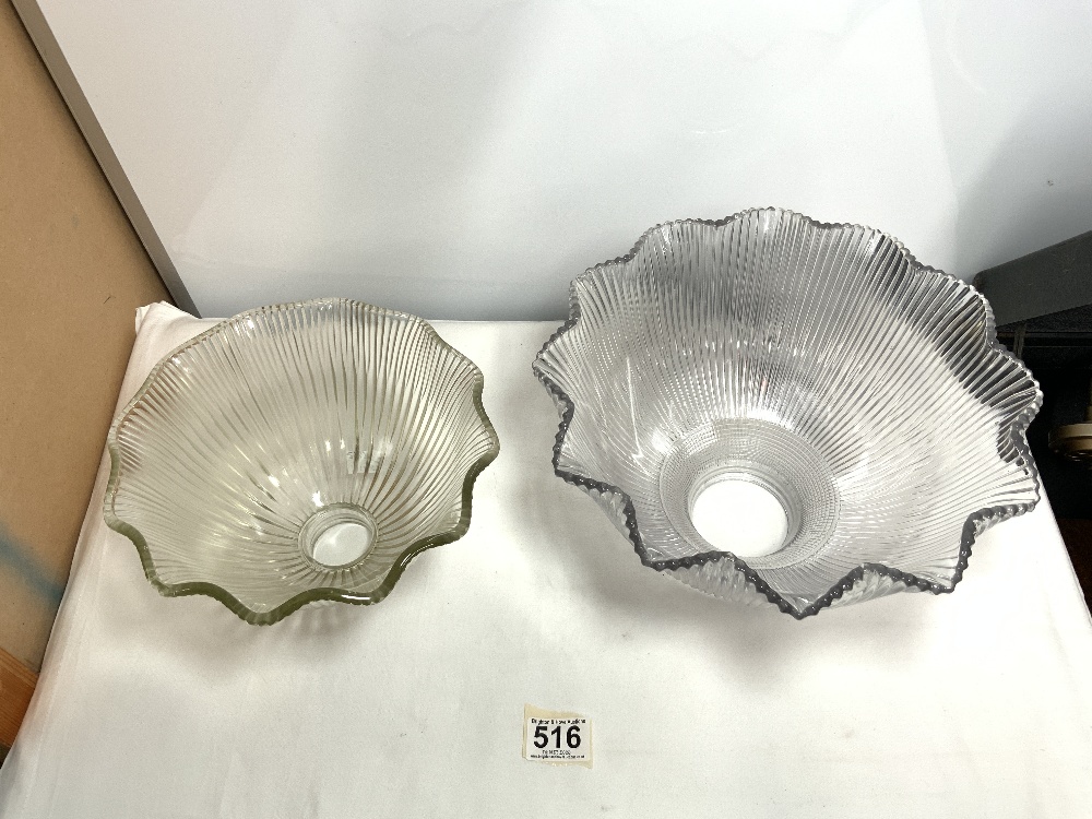 TWO VINTAGE HOLOPHANE INTENSIVE GLASS SHADES. - Image 3 of 3