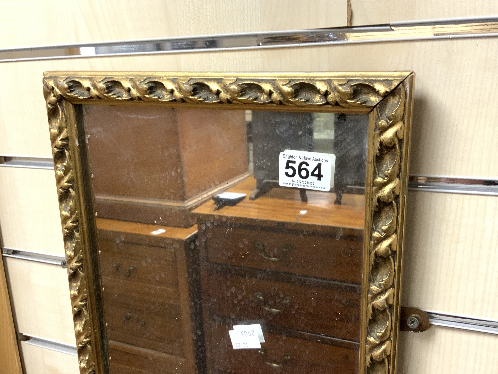 A GILT FRAMED RECTANGULAR WALL MIRROR. 30X104. - Image 2 of 2