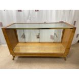 A 1960s GLAZED OAK POINT OF SALE SHOP COUNTER. 152 X 58.