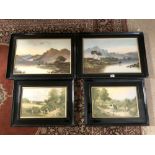 A PAIR OF VICTORIAN OILS OF HIGHLAND MOUNTAIN LAKE SCENES WITH GRAZING CATTLE, SIGNED B WARD, 58 X