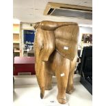LARGE WOODEN CARVED AFRICAN ELEPHANT 59CM