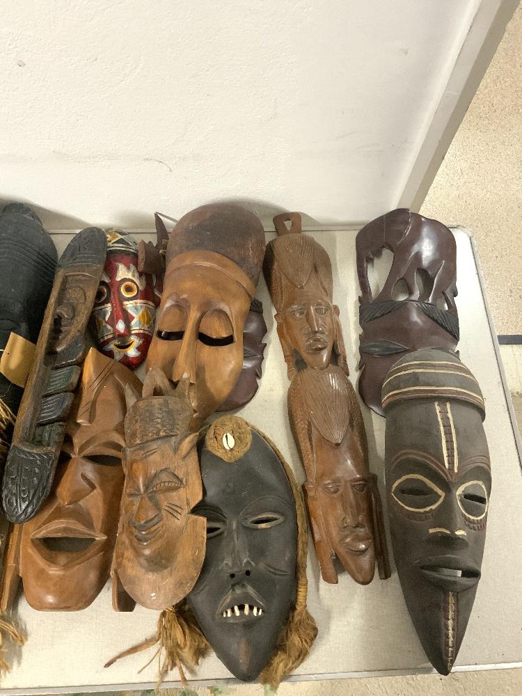 LARGE QUANTITY OF AFRICAN TRIBAL MASKS WITH SOUTH AMERICAN POTTERY MASK - Image 3 of 6