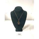 A VICTORIAN STONE SET 9ct GOLD PENDANT ON CHAIN, 3.2 GRAMS.