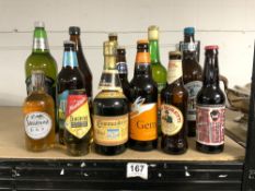 A QUANTITY OF BOTTLES OF BEERS, LAGER, CIDER ETC.
