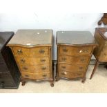TWO BURR WALNUT SERPENTINE FRONTED CHESTS WITH FOUR DRAWERS