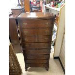 VINTAGE MAHOGANY CHEST ON CHEST WITH BOW FRONTED BRASS HANDLES 136 X 61 X 48CM