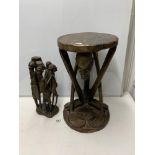 TWO AFRICAN CARVINGS; INCLUDES ONE AS A TABLE 49 CM