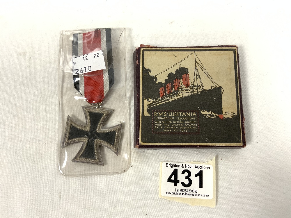 A GERMAN IRON CROSS MEDAL, AND A EXACT REPLICA OF THE " LUSITANIA " [GERMAN] MEDAL. - Image 9 of 9