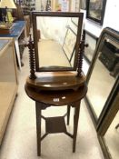 EDWARDIAN CIRCULAR MAHOGANY TWO TIER OCCASIONAL TABLE, 52 CMS DIAMETER, AND A VICTORIAN MAHOGANY