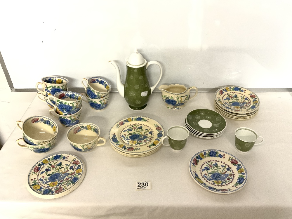 MASONS " REGENCY" 22 PIECE PART TEA SET, AND SUSIE COOPER 7 PIECE SAGE SWIRL COFFEE SET, INCLUDES