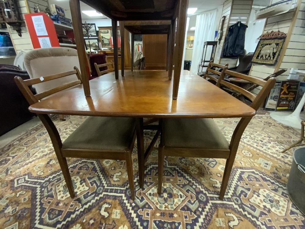 VINTAGE MID-CENTURY TEAK RED LABEL G PLAN DROP LEAF TABLE WITH SIX MATCHING CHAIRS - Image 3 of 6