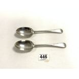 A PAIR OF HALLMARKED SILVER TABLE SPOONS, LONDON 1924, MAKER FRANCIS HIGGINS & SONS LTD. 156 GMS