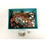 TWO HOLLYWOOD COSTUME JEWELLERY BROOCHES AND A QUANTITY OF NECKLACES AND BROOCHES