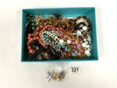 TWO HOLLYWOOD COSTUME JEWELLERY BROOCHES AND A QUANTITY OF NECKLACES AND BROOCHES