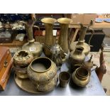 MIXED MIDDLE EASTERN BRASS ITEMS WITH COPPER AND OTHER METALS