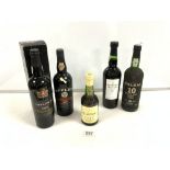 FIVE BOTTLES OF PORT - DELAFORCE SPECIAL WHITE PORT, DELAFORCE LATE BOTTLED VINTAGE PORT 2001,