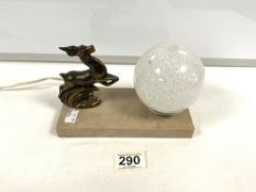 A FRENCH ART DECO DEER TABLE LAMP ON MARBLE BASE.