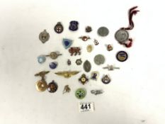 A SILVER STAMPED CANADA SWEETHEART BROOCH AND A QUANTITY OF ENAMEL AND OTHER BADGES