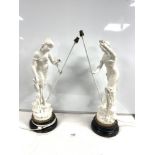 PAIR OF PAINTED FIGURAL LAMPS