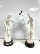PAIR OF PAINTED FIGURAL LAMPS