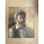 UNFRAMED OIL ON BOARD OF A BEARDED GENTLEMAN 50 X 60 CM