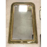 GILT DECORATED OVERMANTLE MIRROR, [SOME GILDING DAMAGE ] 70 X 120.